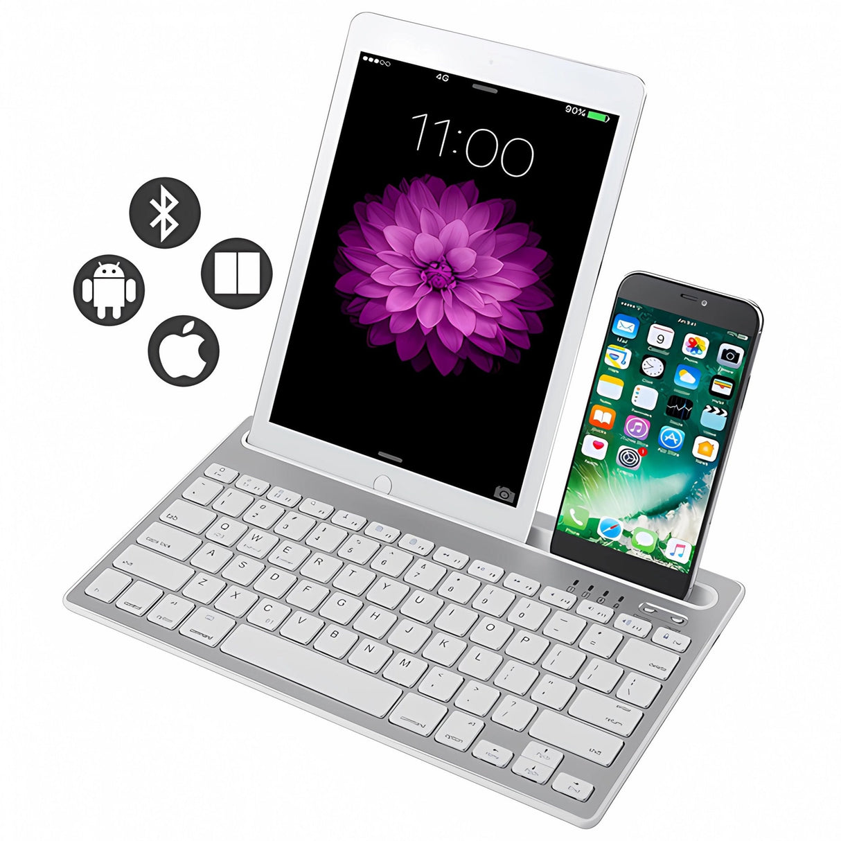 Bervolo Double Stand Keyboard, Silver