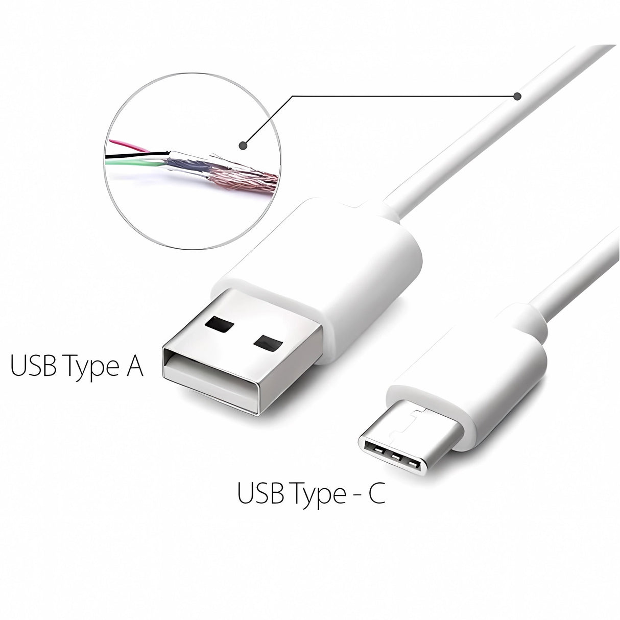 Bervolo Data and Fast Charging Cable Type-C Type-C, USB to Type-C, Fast Charge, 0.3 m, Universal Compatibility, Premium Durable Material, White