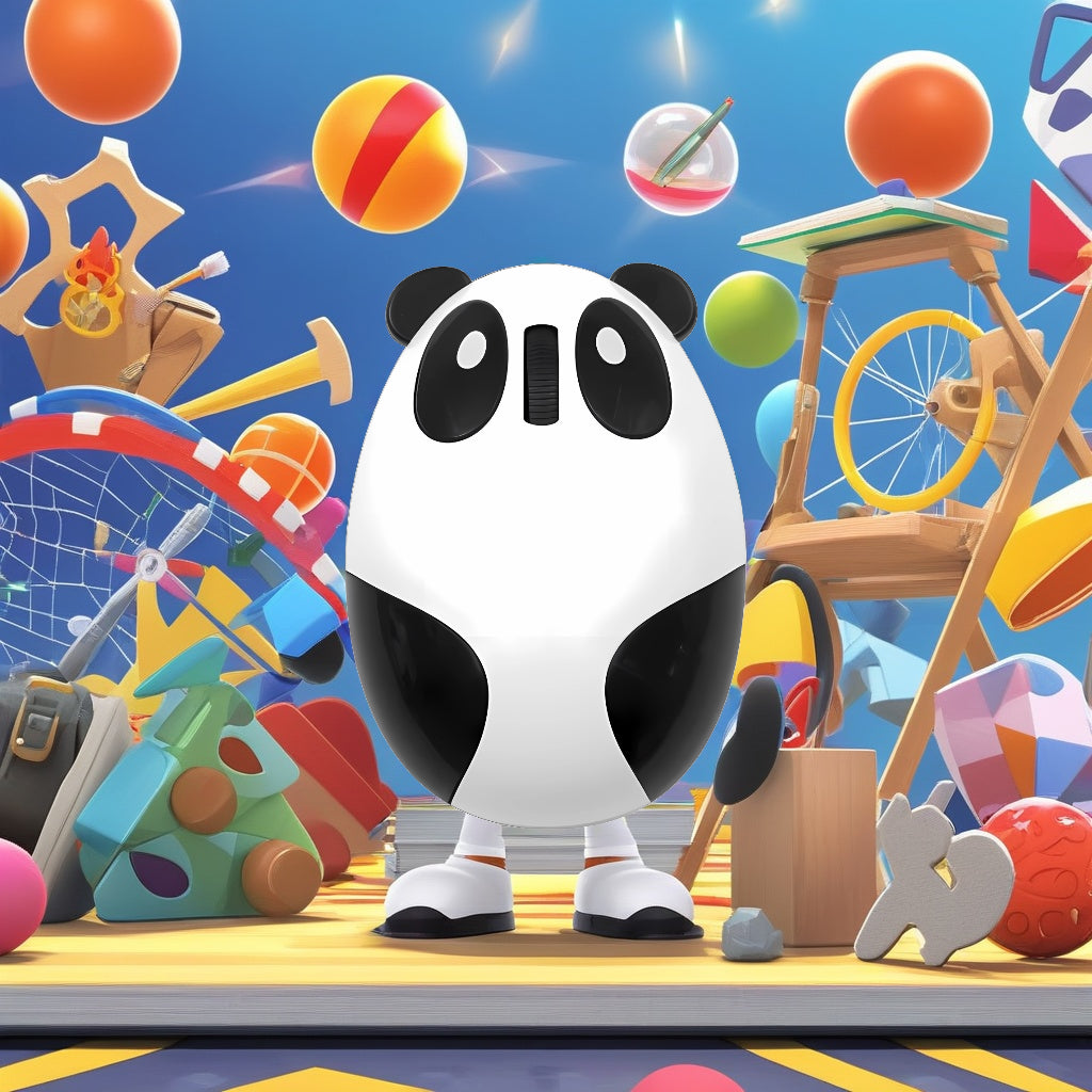 Bervolo® Panda Kids Mouse – Rechargeable, Wireless USB 2.4 GHz, 3000 DPI, 3 Buttons, Silent Click, Ergonomic, for Right and Left-Handed Users, White