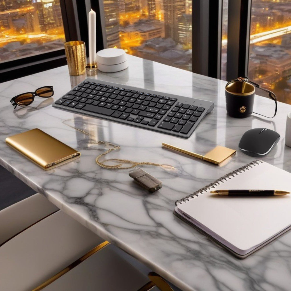 Bervolo Combo Keyboard and Mouse, Gray