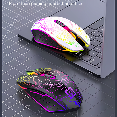 Bervolo® Spider Wireless Gaming Mouse, Dual Mode Bluetooth 5.2 & 2.4GHz, RGB, 6 Silent Buttons, 1600 DPI, Type-C Rechargeable, Compatible with Windows, MacOS, Linux, Ergonomic, White