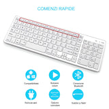 Bervolo® Rechargeable Bluetooth Keyboard – Scissor Switch, Multimedia Keys, Universal Compatibility, Windows/Mac/iOS/Android, Silver