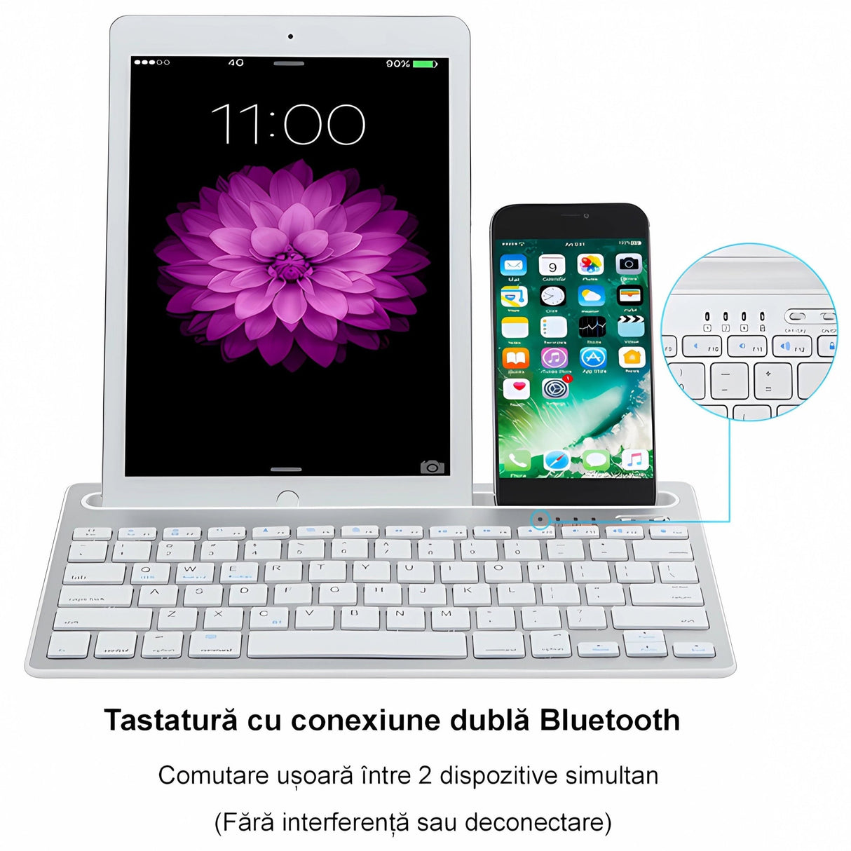 Bervolo Double Stand Keyboard, Silver