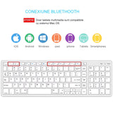 Bervolo® Rechargeable Bluetooth Keyboard – Scissor Switch, Multimedia Keys, Universal Compatibility, Windows/Mac/iOS/Android, Silver