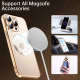 Protective Case Bervolo® MagSafe, Compatible with iPhone 16 Pro Max, Transparent, Anti-Yellowing, Shock-Resistant, Scratch-Resistant, Reinforced Edges, Gold