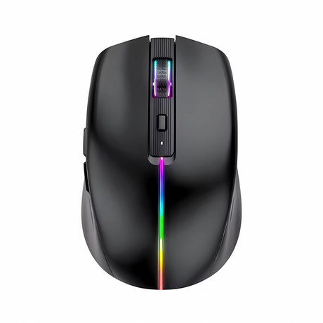 Bervolo® Nexus Pro Wireless Mouse, Simultaneous Connection to 3 Devices, Adjustable DPI, RGB Lighting, USB Type-C Rechargeable, Silent Click, Ergonomic, Black