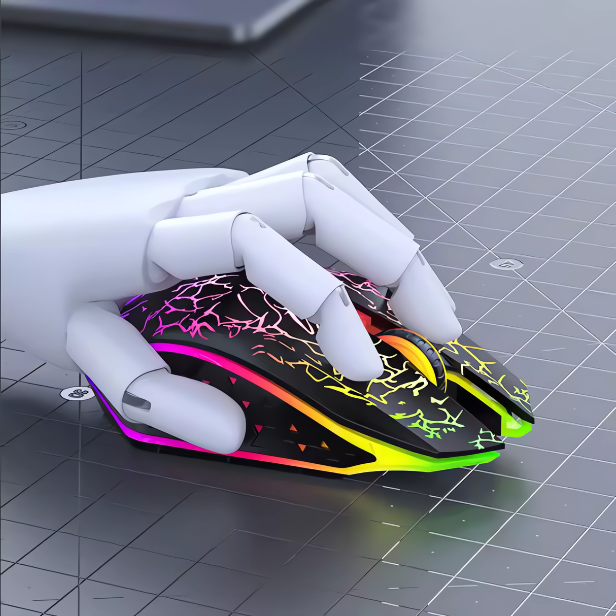 Bervolo® Spider Wireless Gaming Mouse, Dual Mode Bluetooth 5.2 & 2.4GHz, RGB, 6 Silent Buttons, 1600 DPI, Type-C Rechargeable, Compatible with Windows, MacOS, Linux, Ergonomic, Black