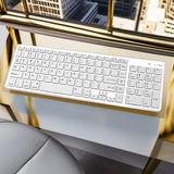 Bervolo® Rechargeable Bluetooth Keyboard – Scissor Switch, Multimedia Keys, Universal Compatibility, Windows/Mac/iOS/Android, Silver