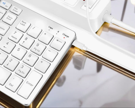 Bervolo® Rechargeable Bluetooth Keyboard – Scissor Switch, Multimedia Keys, Universal Compatibility, Windows/Mac/iOS/Android, Silver